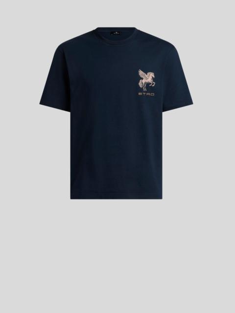 Etro COTTON JERSEY T-SHIRT WITH PEGASO EMBROIDERY