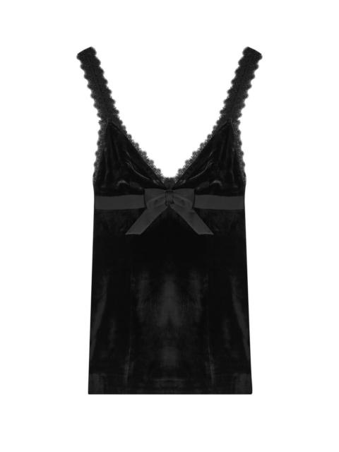 RONNY KOBO Ronny Kobo Emmi Bow-embellished Velvet Mini Dress