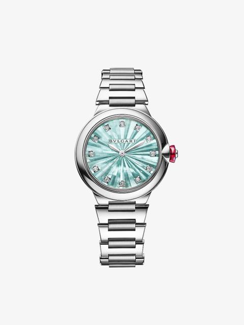 RE00007 Lvcea stainless-steel, 0.2200ct brilliant-cut diamond and mother-of-pearl automatic watch