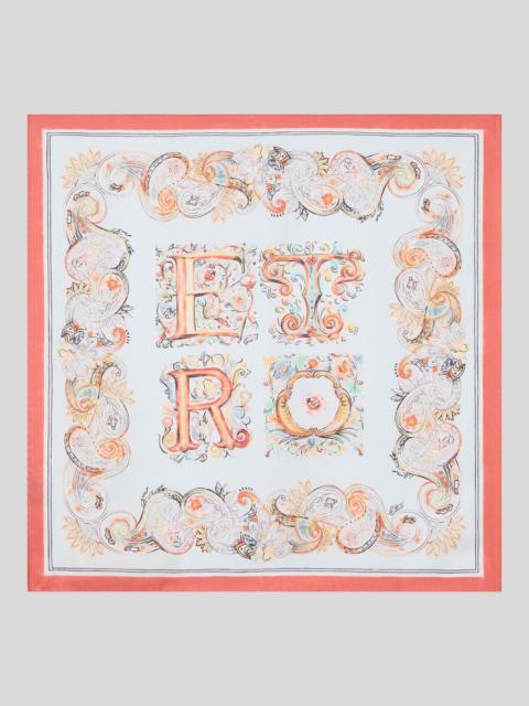 SILK SCARF WITH LOGO AND FLORAL PAISLEY MOTIF