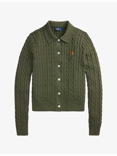 Polo Ralph Lauren Brand-Embroidered Cable-Knitted Cotton Cardigan
