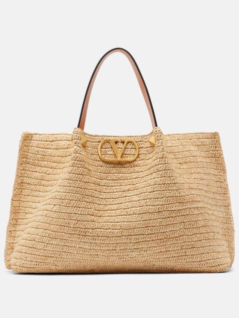 Valentino VLogo Medium raffia tote bag