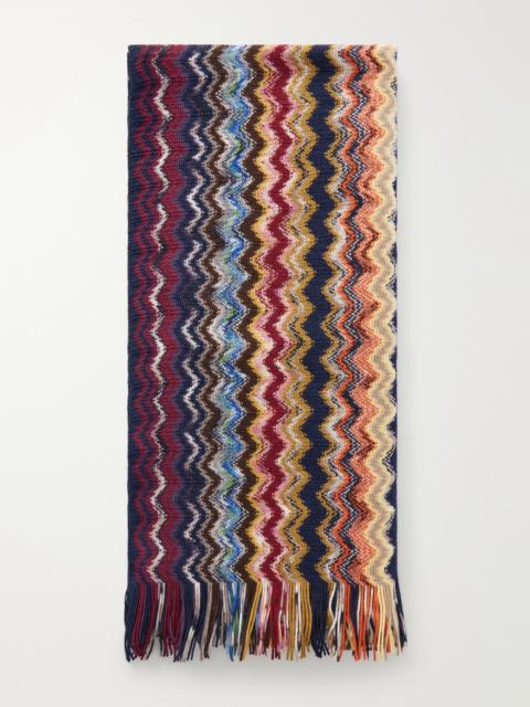 Missoni Striped Crochet-Knit Wool Scarf
