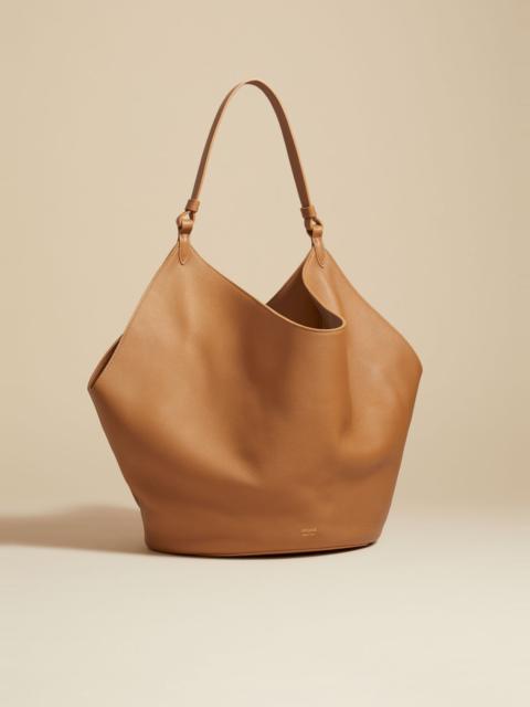 The Medium Lotus Tote in Nougat Pebbled Leather