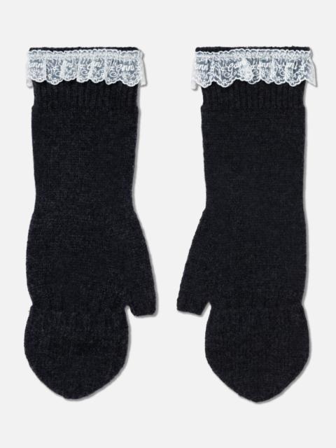 GANNI COMPACT WOOL LACE MITTENS