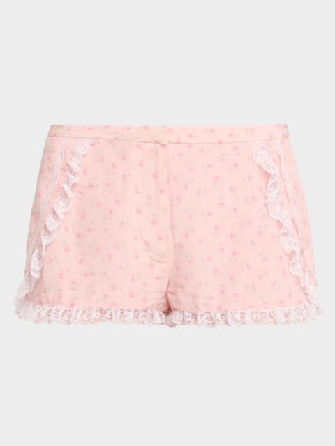 LoveShackFancy Adna Floral Shorts