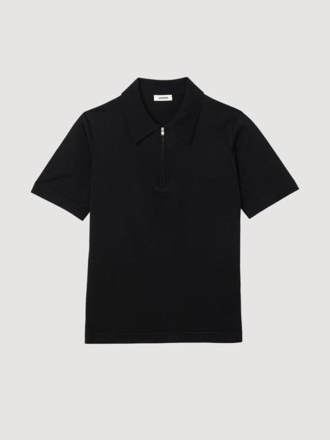 Sandro KNITTED POLO SHIRT WITH ZIP COLLAR