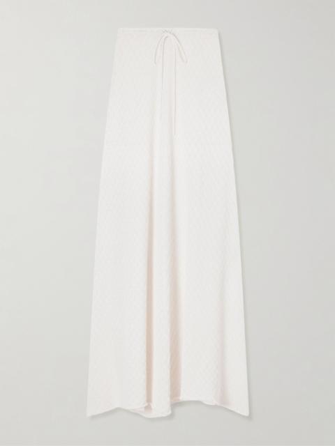FAITHFULL Lenna pointelle-knit cotton-blend maxi skirt White