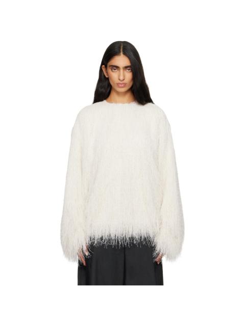 Dries Van Noten Off-White Fringed Cocoon Sweater