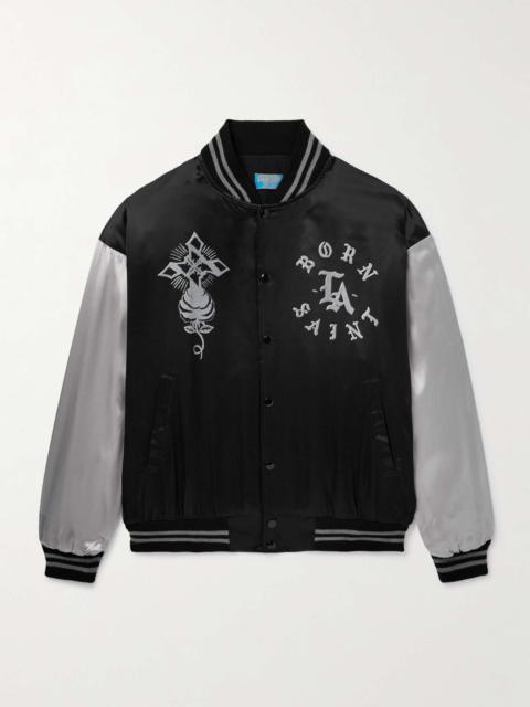 SAINT M×××××× + Born X Raised Printed Satin-Twill Bomber Jacket