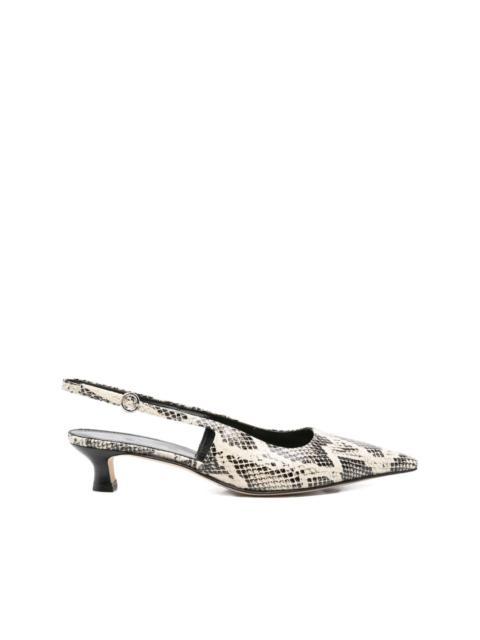 Aeyde 40mm snakeskin slingback pumps