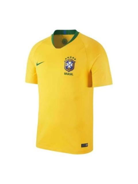 Nike 2018-2019년 브라질 가정 나이키 증기 일치 남자의 축구 셔츠 황색 893858-749