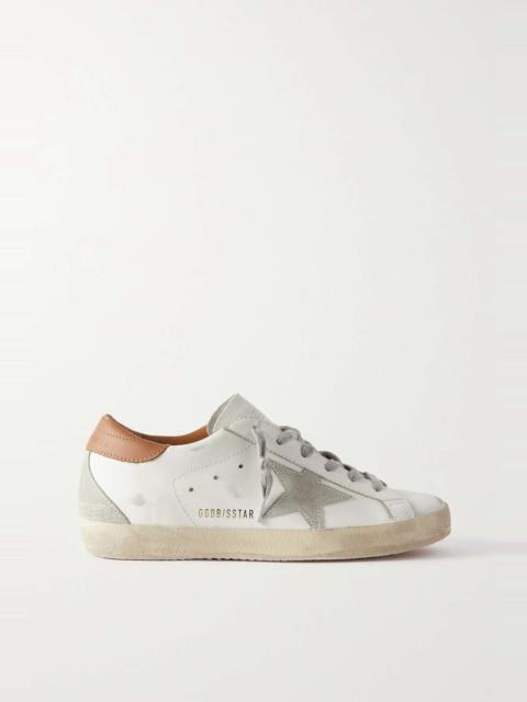 Super-Star suede-trimmed distressed leather sneakers