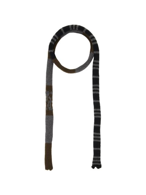 STEFAN COOKE Gray & Khaki Stripe Knit Scarf