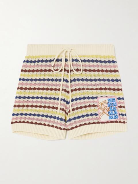 Zimmermann Awaken Appliquéd Striped Cotton-blend Shorts