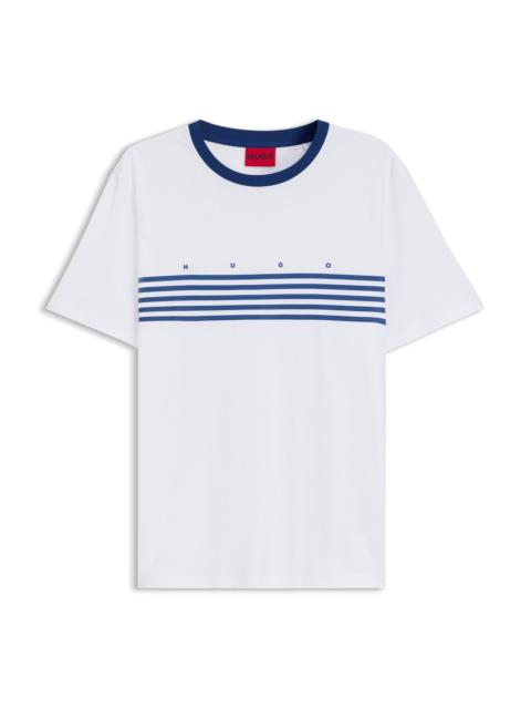 HUGO COTTON T-SHIRT WITH PRINTED STRIPES