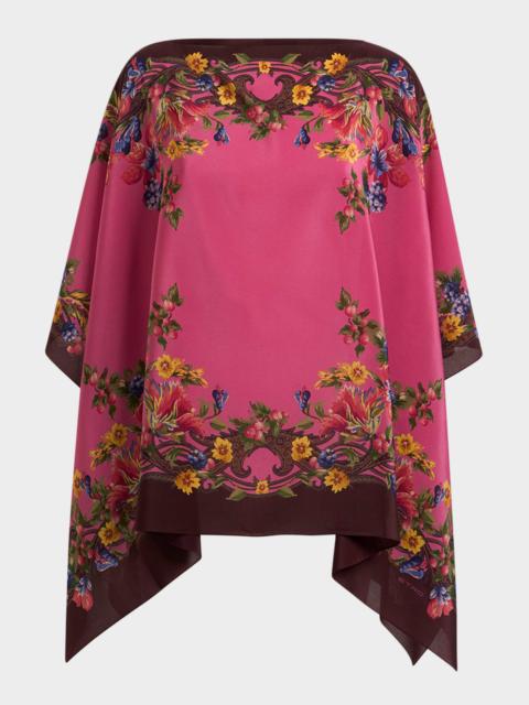 Etro Floral Silk Poncho Top