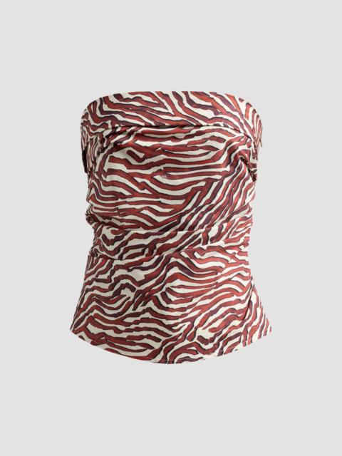 Proenza Schouler Women's Maisy Coral-Print Poplin Strapless Top - Rust Cream Multi