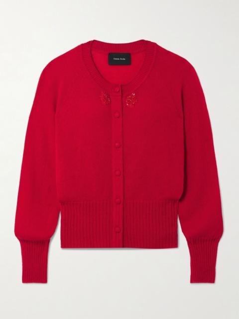 Simone Rocha Bead-embellished cashmere cardigan Red