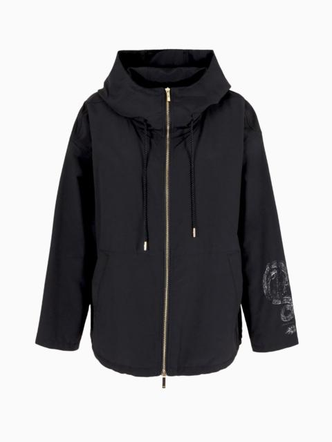 EMPORIO ARMANI Luna New Year hooded blouson in crinkled nylon with dragon print