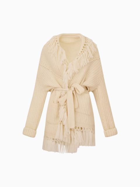 LoveShackFancy Daphira Fringe Alpaca Wrap Cardigan