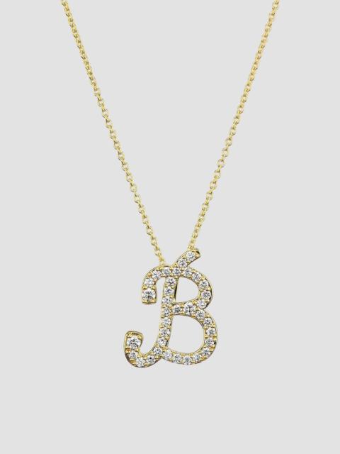 ROBERTO COIN Women's Tiny Treasures Script Initial 18K Yellow Gold, Ruby & 0.24-0.34 TCW Diamond Pendant Necklace