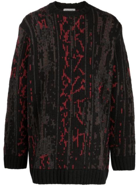 Yohji Yamamoto patterned intarsia-knit jumper