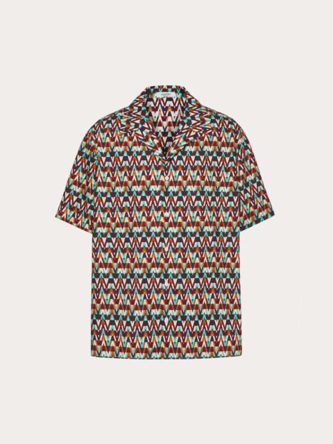 Valentino COTTON SHIRT WITH OPTICAL VALENTINO PRINT