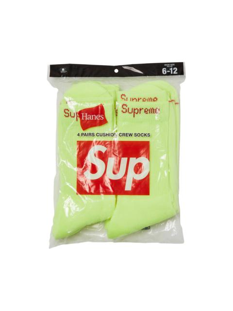 Supreme x Hanes Crew Socks (4 Pack) 'Fluorescent Yellow'