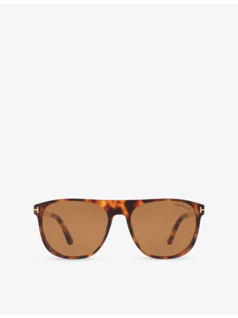 TOM FORD TR001836 Lionel Square-Frame Tortoiseshell Acetate Sunglasses