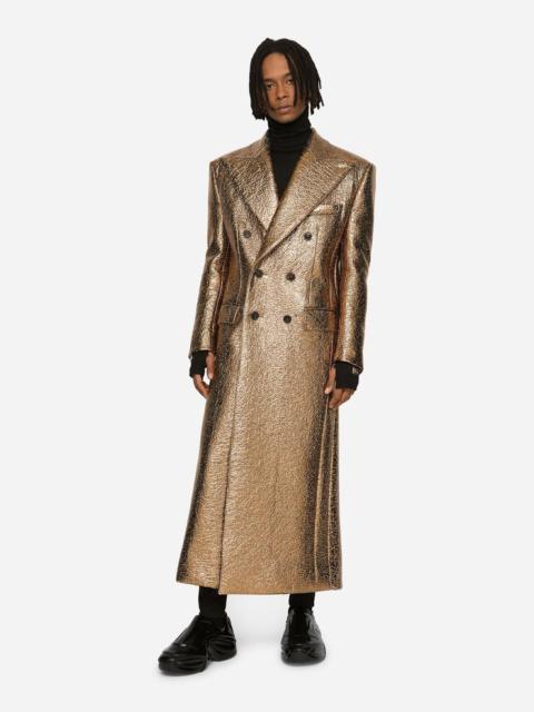 Dolce & Gabbana Double-breasted foiled fabric coat