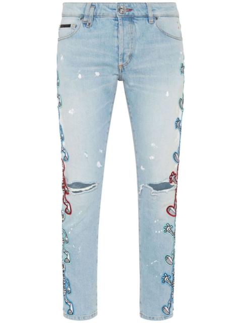 PHILIPP PLEIN Skully Gang low-rise skinny jeans