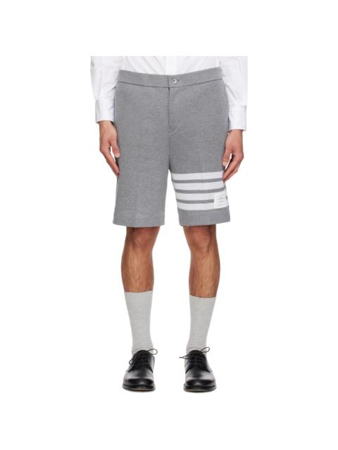 Thom Browne Gray Double Face Knit 4-Bar Bermuda Shorts