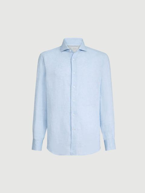 Brunello Cucinelli Linen easy fit shirt with spread collar