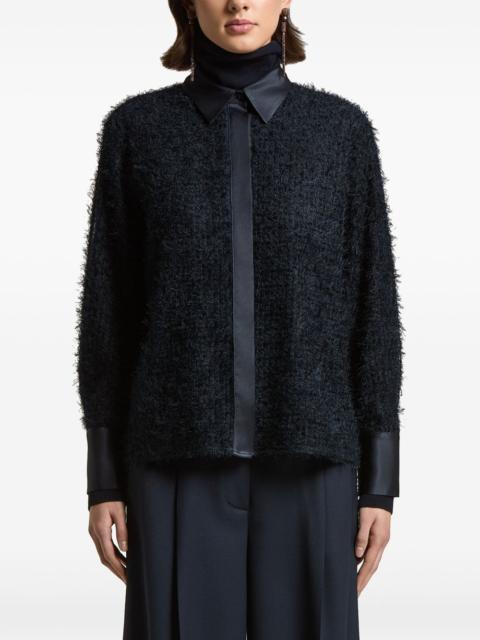 PESERICO textured satin-trim shirt