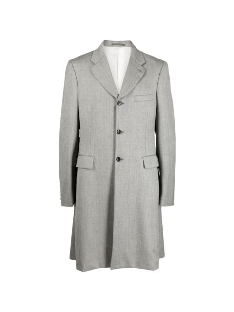 draped single-breasted wool coat