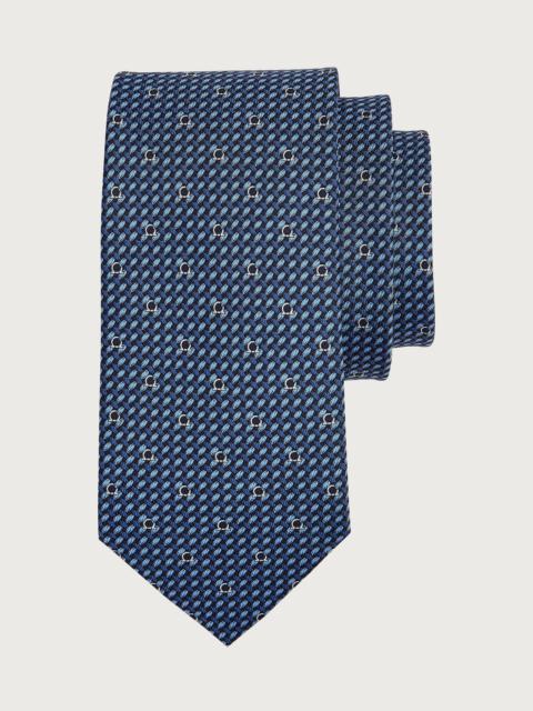 Gancini print silk tie