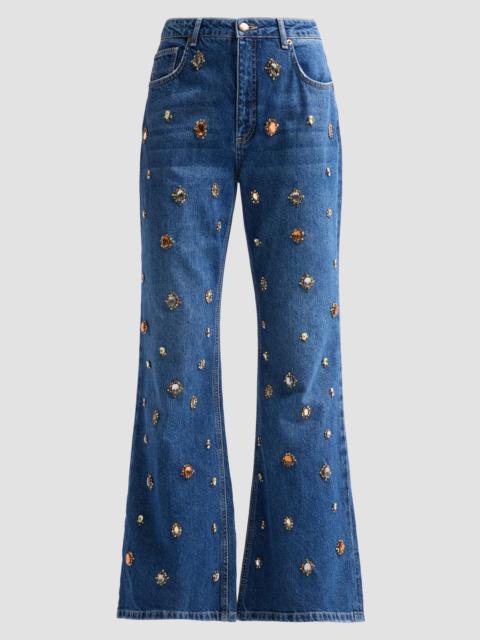 FARM RIO Women's Embellished Flared Jeans - Blue