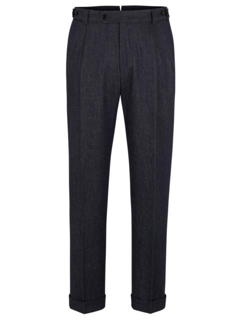 BOSS RELAXED-FIT TROUSERS IN DENIM-EFFECT WOOL
