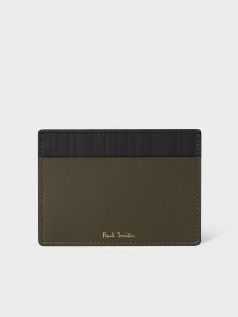 Paul Smith Khaki Leather 'Shadow Stripe' Credit Card Holder
