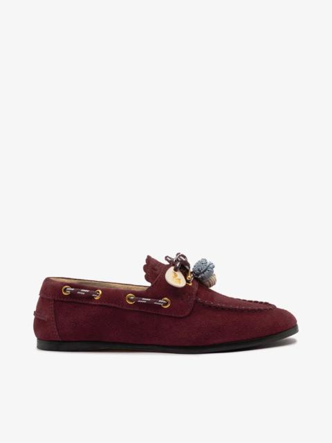 Larroudé Cyprus Boat Shoe Burgundy Suede