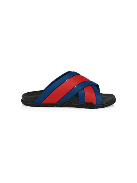 GUCCI Blue & Red Agrado Slip-On Sandals