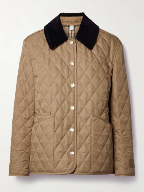 Corduroy-trimmed quilted shell jacket