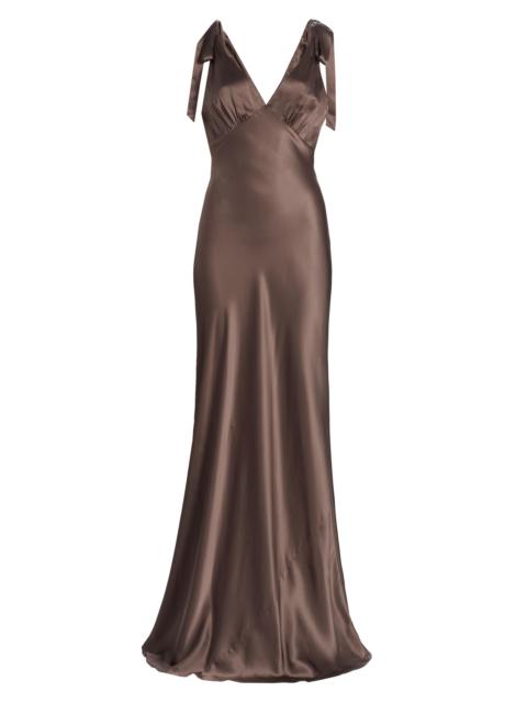 Reformation Women's Pernille Silk Tie-Strap Dress - Magnetic