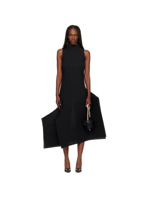 ISSEY MIYAKE Black Fold Pleats Midi Dress