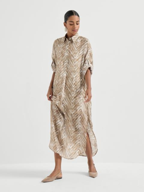 Brunello Cucinelli Silk chevron print pongee dress