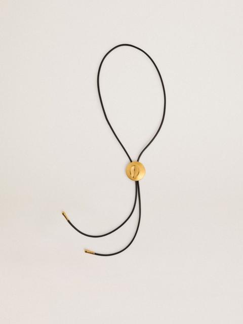 Golden Goose Black leather necklace with gold circular detail