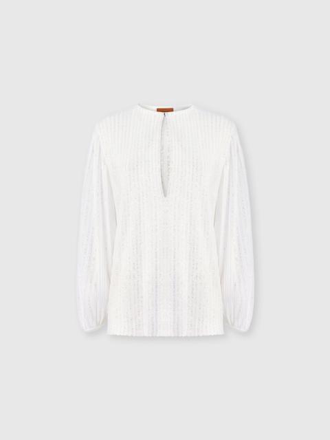 Ribbed Viscose Lamé Blouse with Sequins