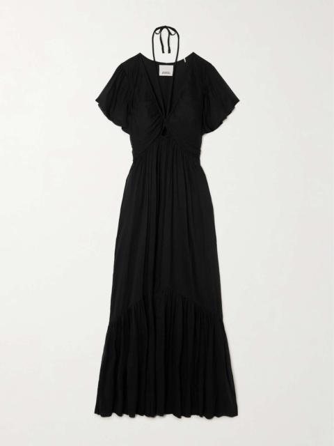 Agathe tiered cotton and silk-blend crepon maxi dress