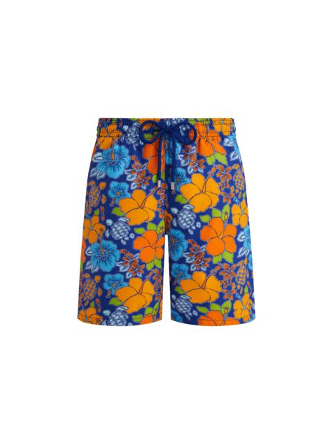 Men Long Swim Trunks Tropical Turtle